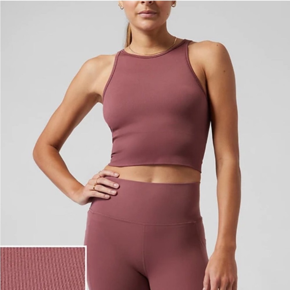 Athleta Aurora Seamless High Neck‎ Crop Tank